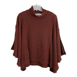 Free People FP Beach Mockneck Sweater Size Extra Small Brown Knit Oversized